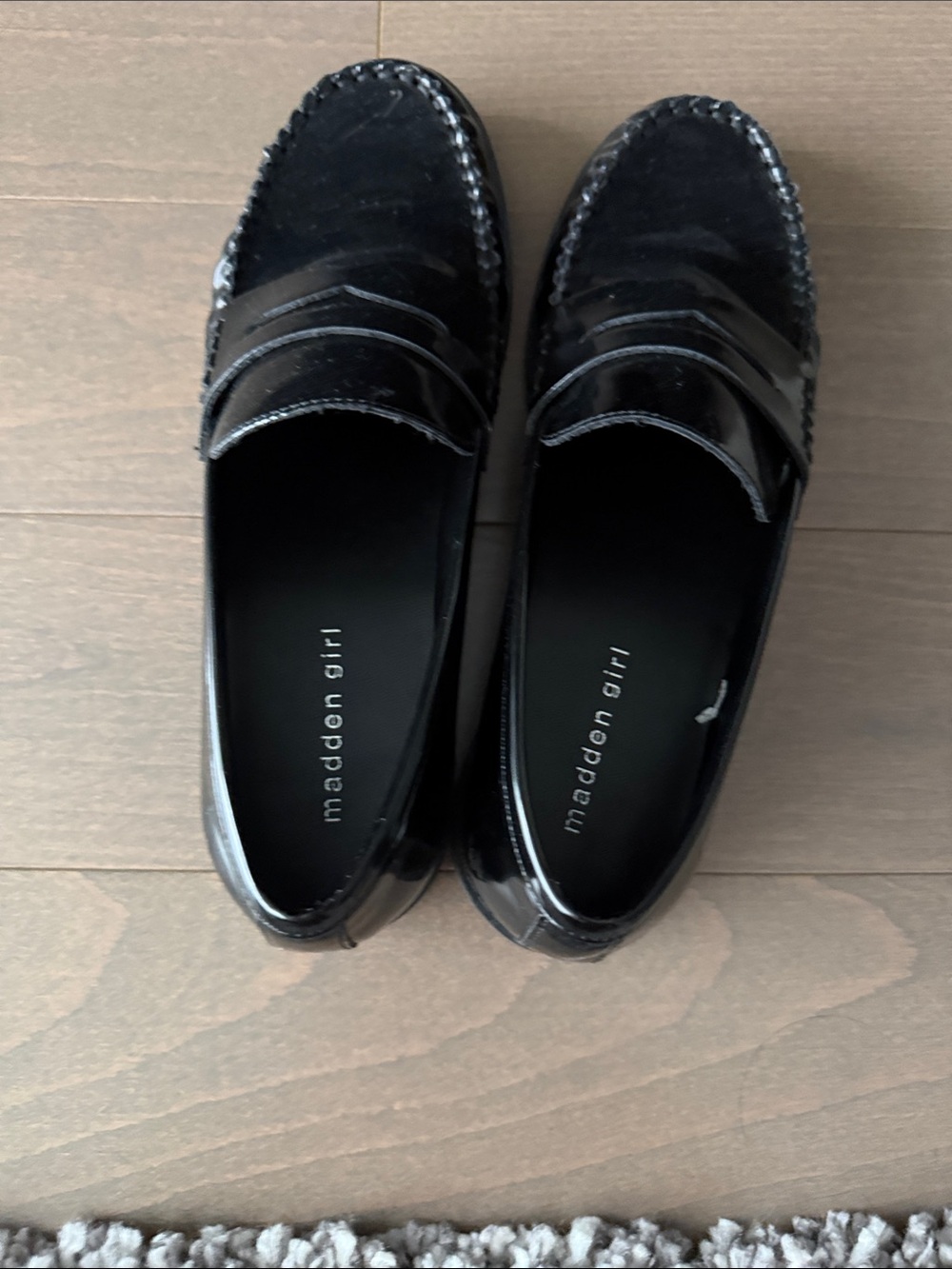 Madden Girl Patent Black Penny Loafers
